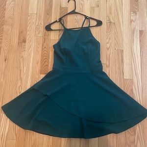 Green High Neck A-line Mini Dress